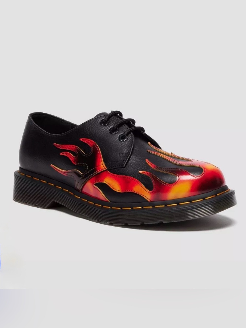 Dr. Martens 1461 Flame Black Leather Low Top Oxford Shoes Flame Y2K 7 Women 6 M